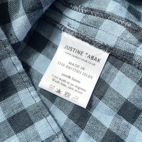 Justine Tabak Rye Dress Blue Linen Gingham Size XS - Picture 8 of 13